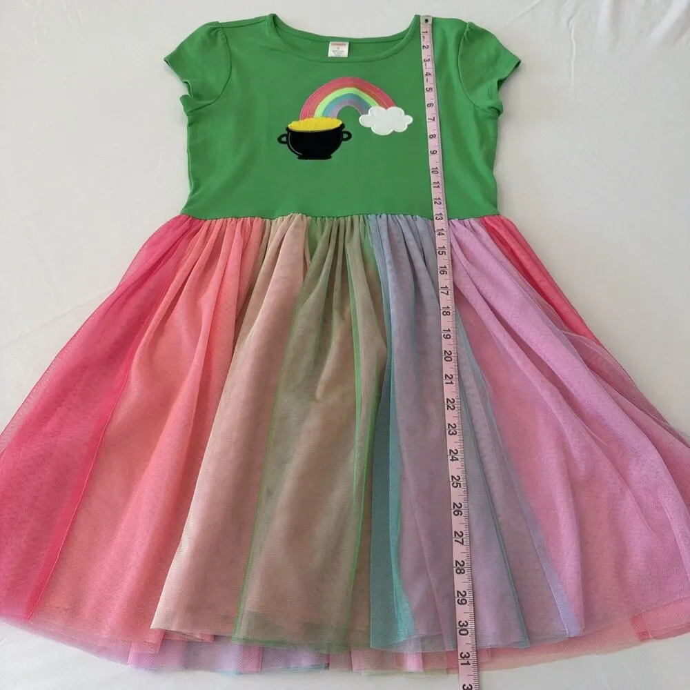 Gymboree Girls 12 Dress Green Saint St Patricks Day Rainbow Pot Gold Leprechaun